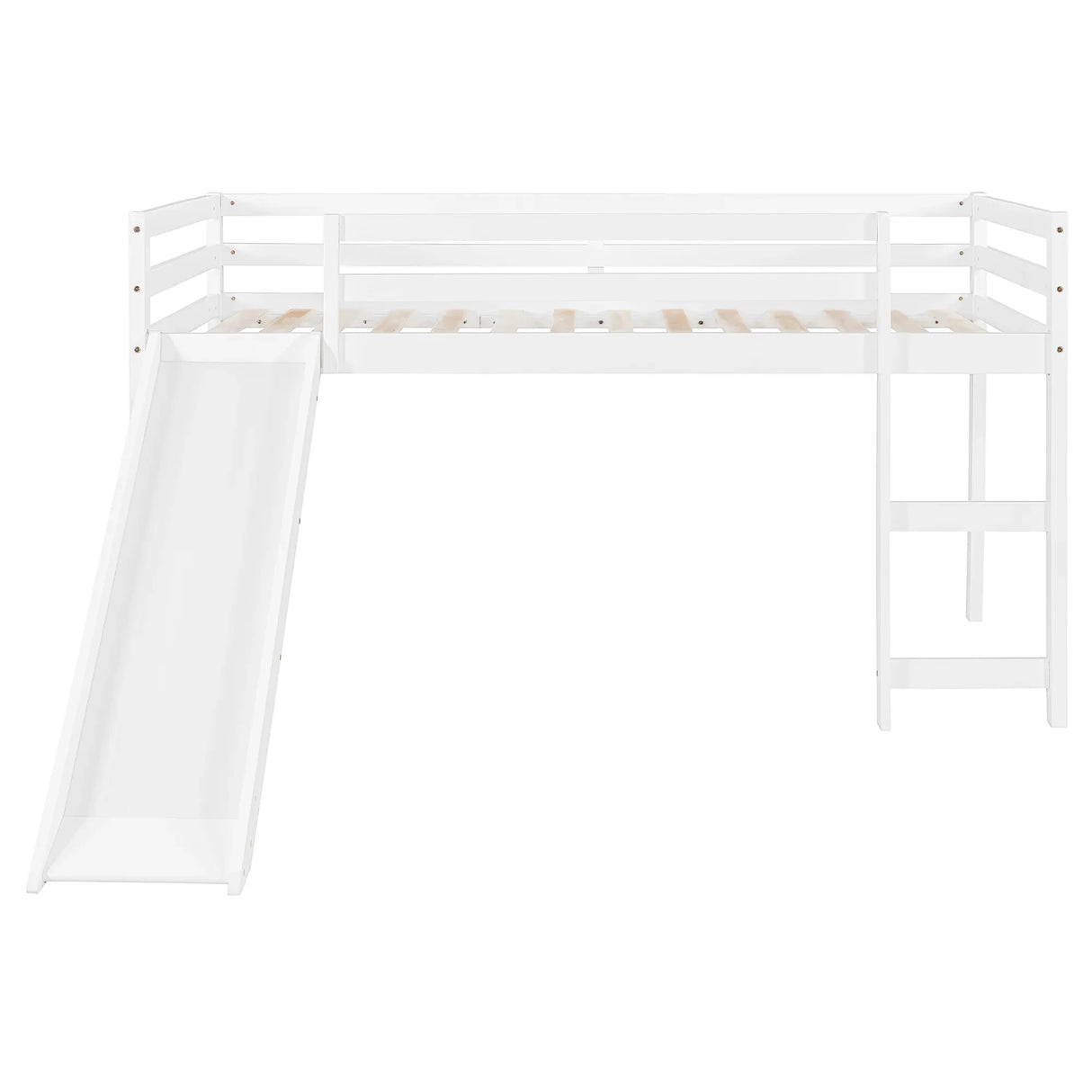 Twin Solid Wood Loft Bed With Ladder And Slide - Omega Lifestyles