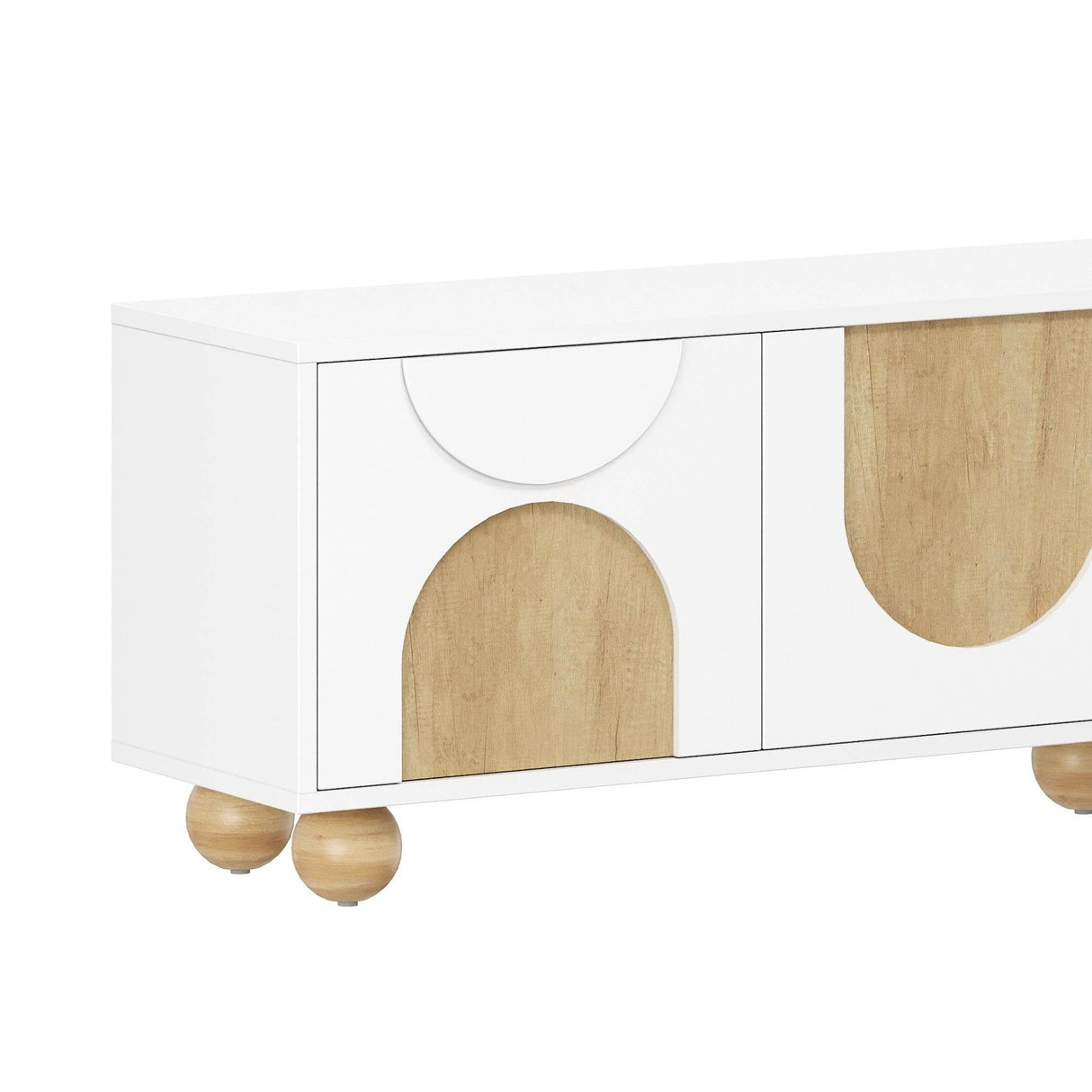 Farmhouse White MDF TV Stand With Cabinets - Sleep Galleria