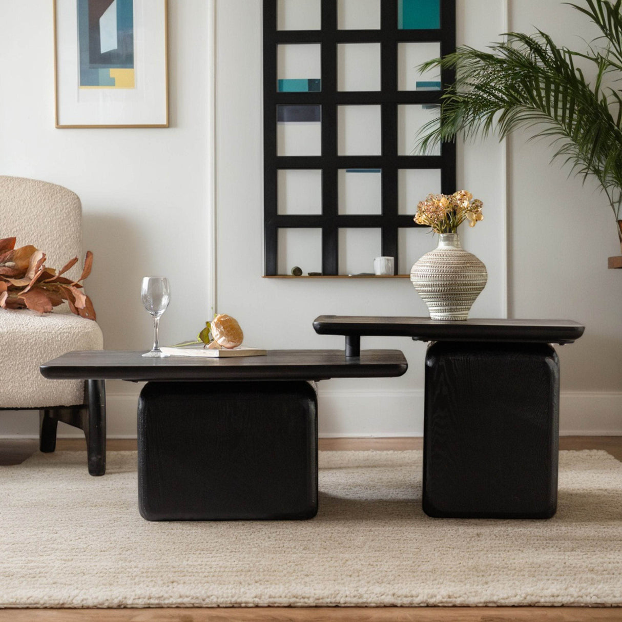 Set Of 2 Vintage Style Square Wood Grain Coffee Tables - Sleep Galleria