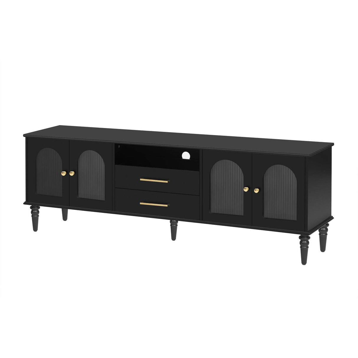 Retro Black MDF TV Stand With Drawers And Cabinets - Sleep Galleria