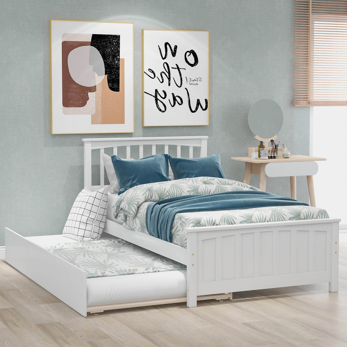 Twin Solid Wood Platform Bed With Trundle - Omega Lifestyles
