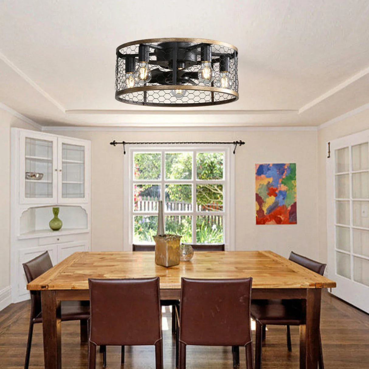 20-Inch Industrial Caged Remote Control Ceiling Fan - Omega Lifestyles