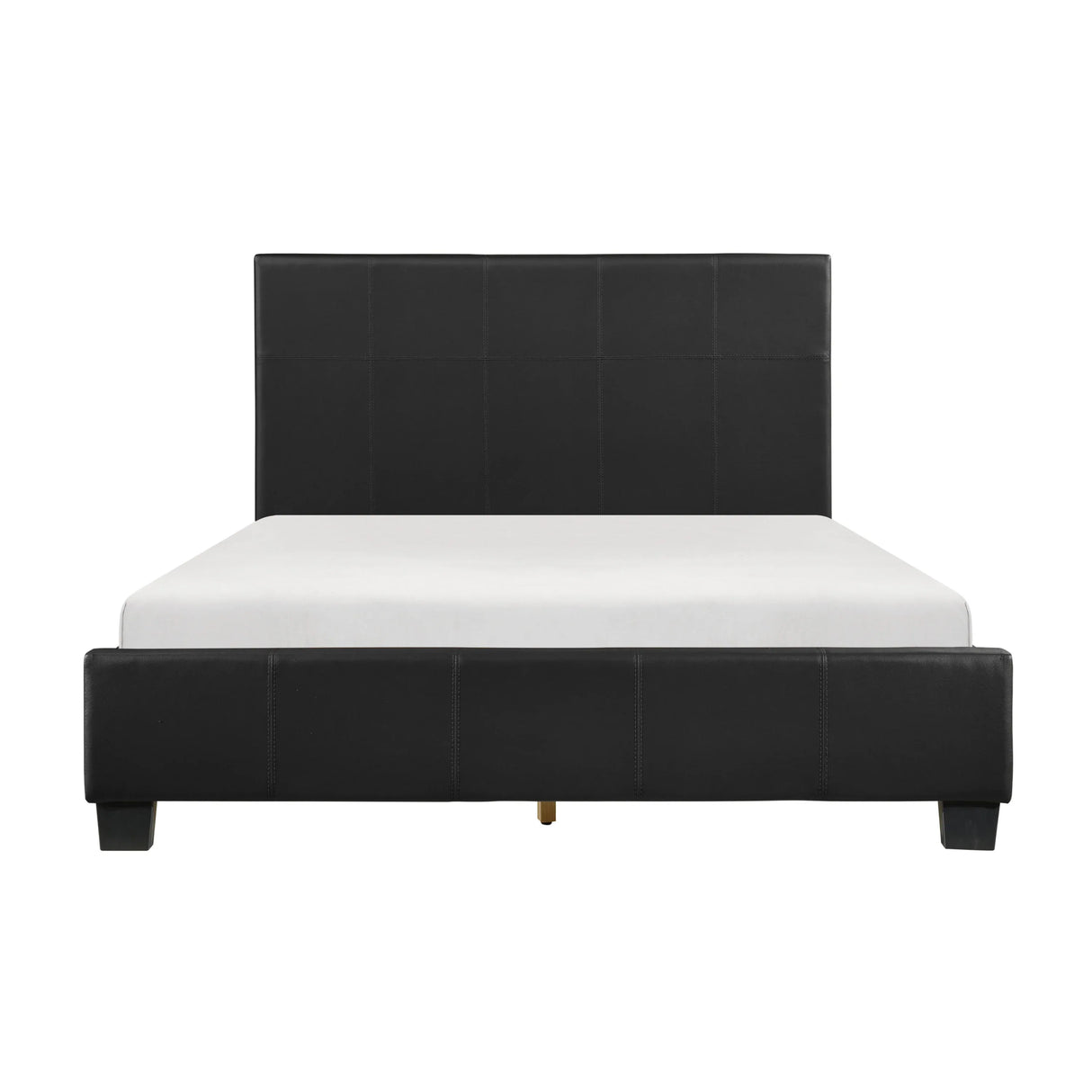 Full Contemporary Black Faux Leather Platform Bed Frame - Omega Lifestyles