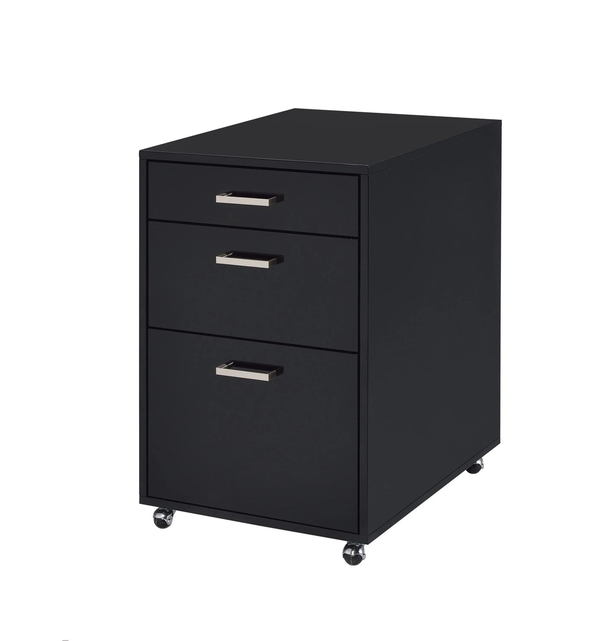 Black Synthetic Wood 3-Drawer File Cabinet - Omega Lifestyles
