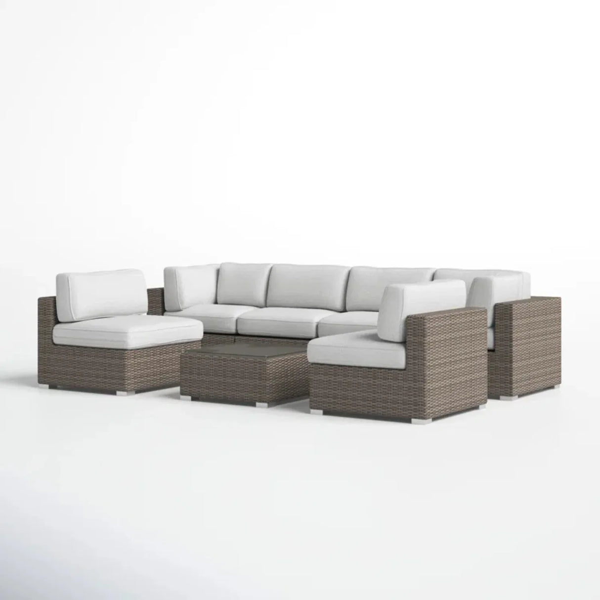 6-Person All-Weather Handwoven Wicker Patio Sectional Set - Omega Lifestyles