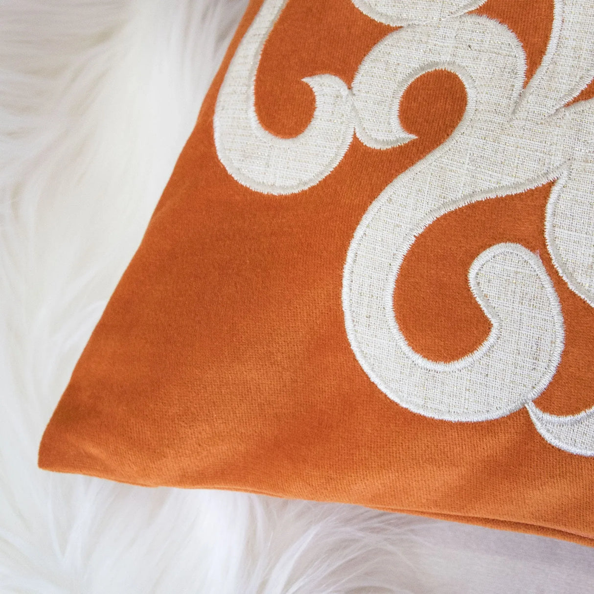 20-Inch Orange Polyester Velvet Pillowcase Cover - Omega Lifestyles