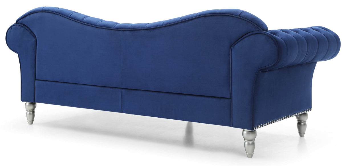 Deep Tufted Velvet Three-Seat Sofa With Nailhead Trim - Omega Lifestyles