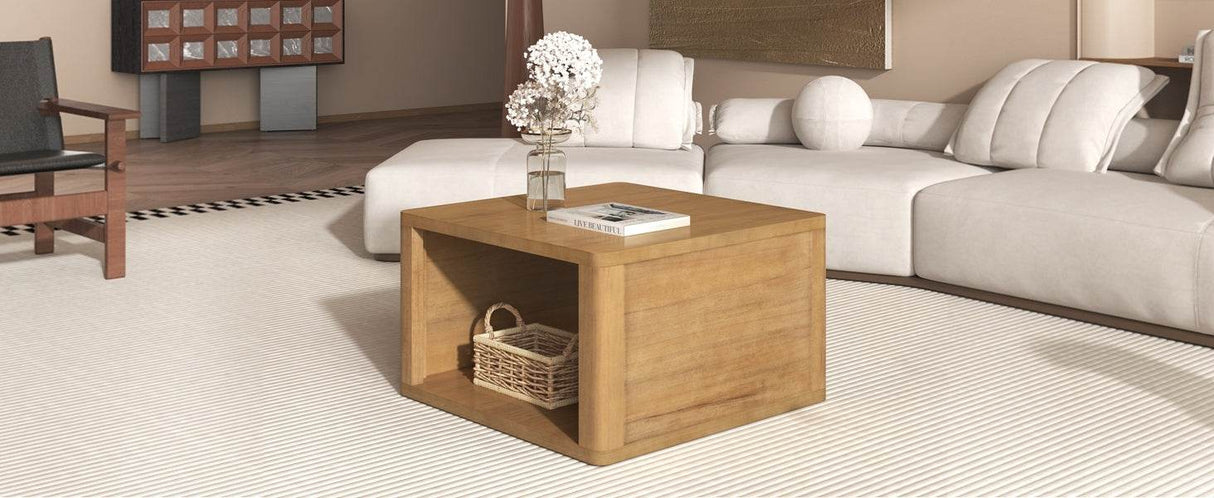 Natural Farmhouse Square Coffee Table With Storage - Sleep Galleria