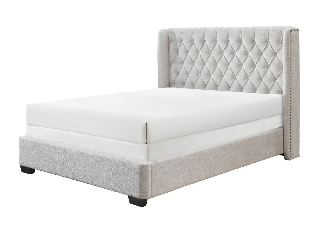 Contemporary Queen Upholstered Bed Frame With Tufted Headboard