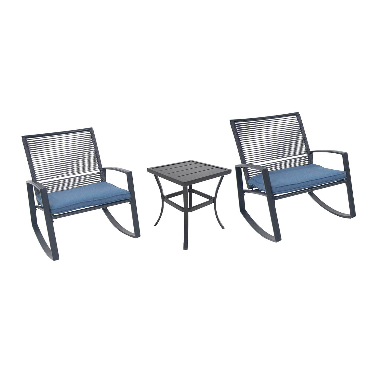 2-Person Outdoor Metal Rocking Patio Bistro Set With Table
