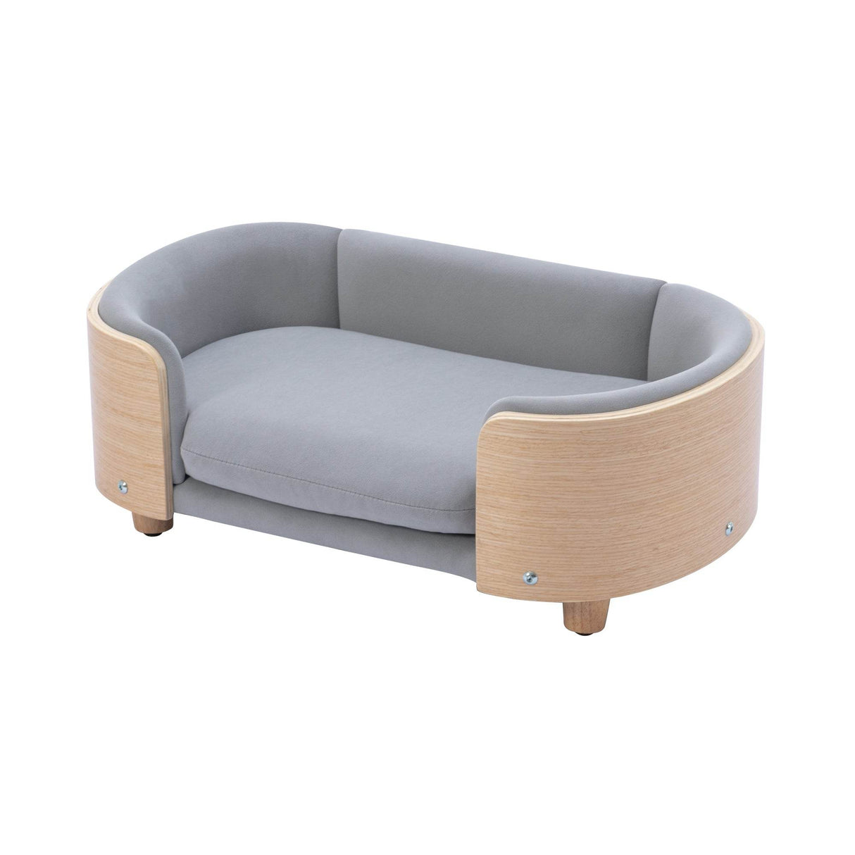 Scandinavian Style Solid Wood Elevated Pet Bed With Velvet Cushion - Sleep Galleria