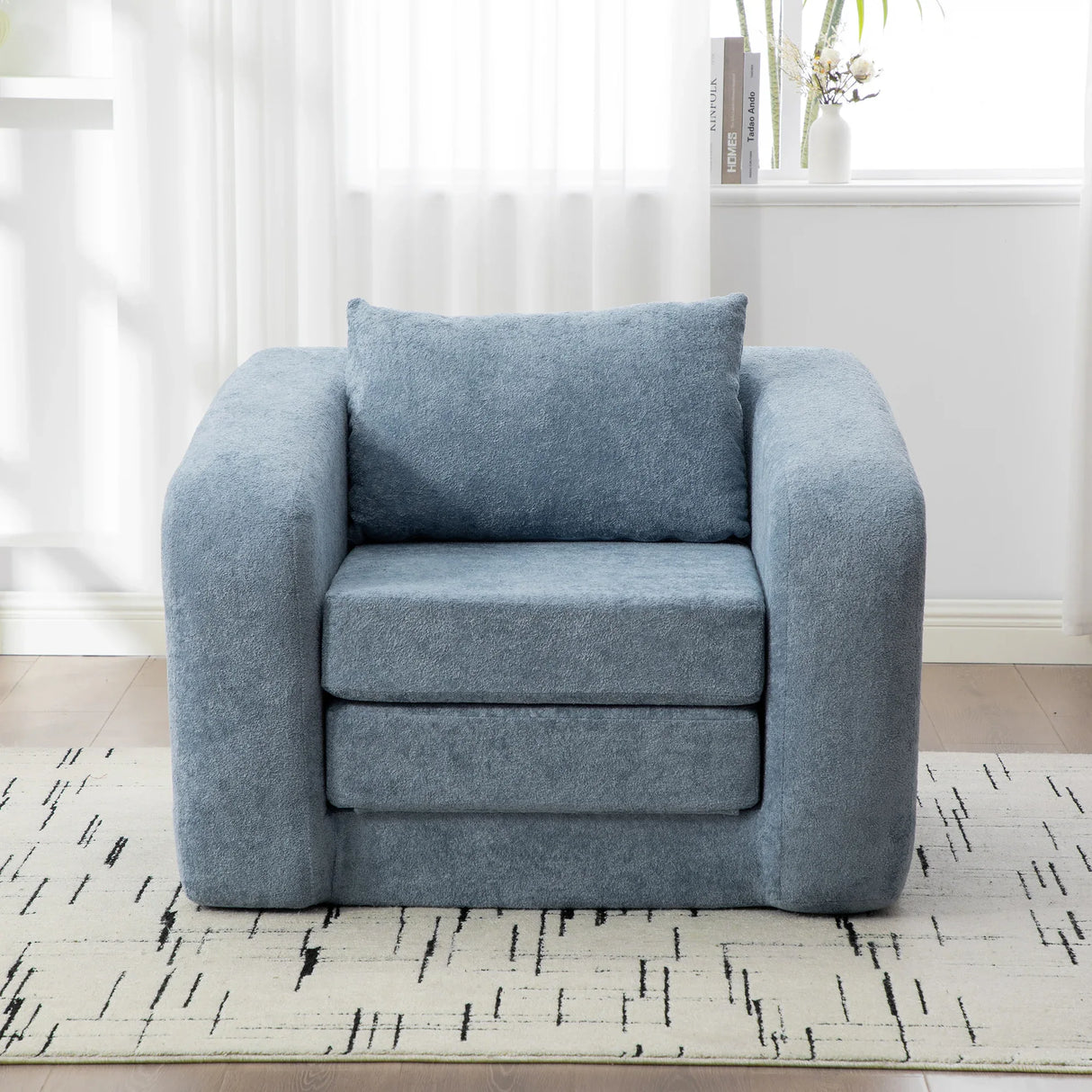 Convertible Chenille High-Density Foam Single Sofa Bed - Omega Lifestyles