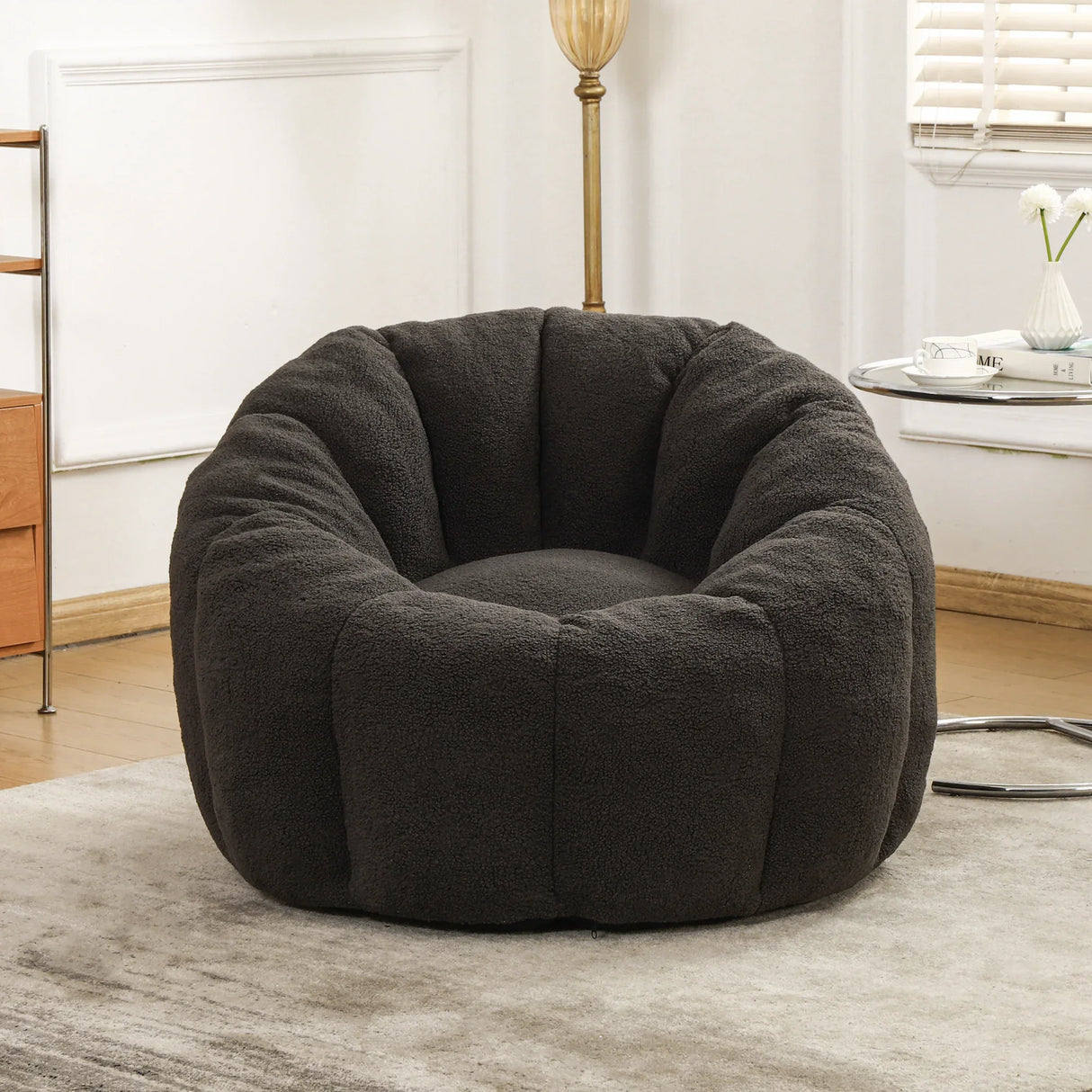 Plush High-Density Foam Teddy Fabric Bean Bag Chair - Omega Lifestyles
