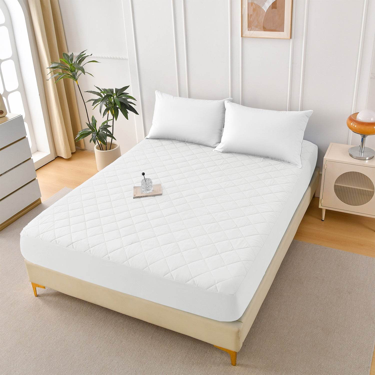 Waterproof Cotton Diamond Grid Mattress Protector Queen - Sleep Galleria