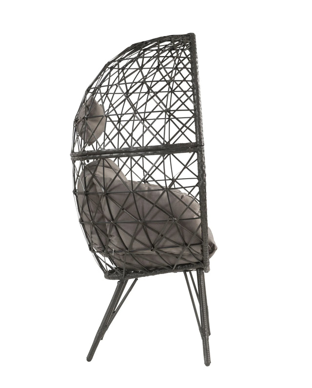 Light Gray Fabric Wicker Patio Lounge Chair With Cushion - Omega Lifestyles