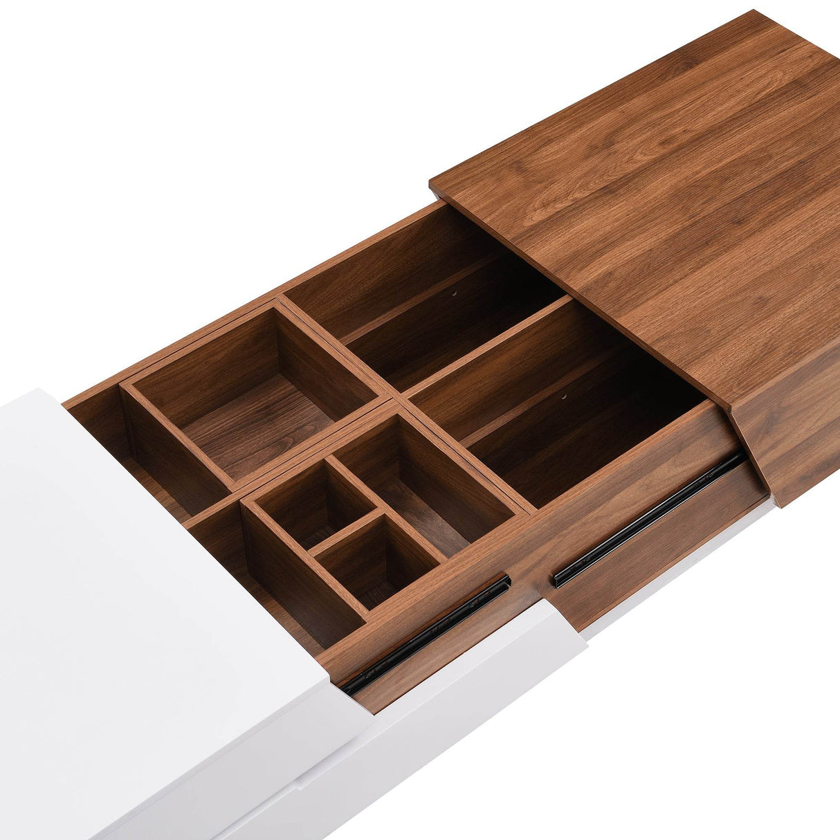 Modern Extendable Sliding Top White Walnut Coffee Table - Sleep Galleria