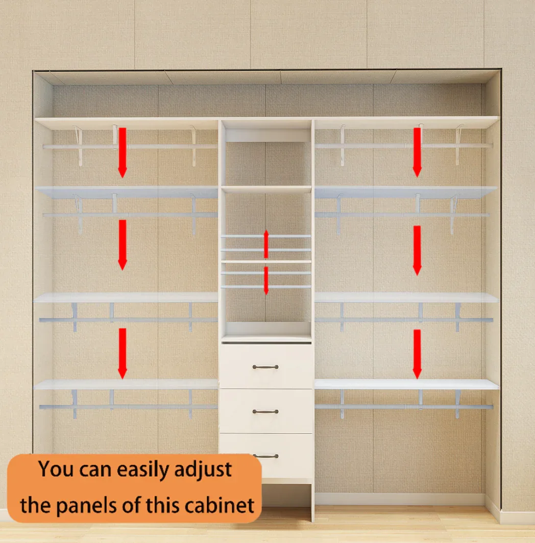 96-Inch White Adjustable Wood Metal Closet Organizer System - Omega Lifestyles