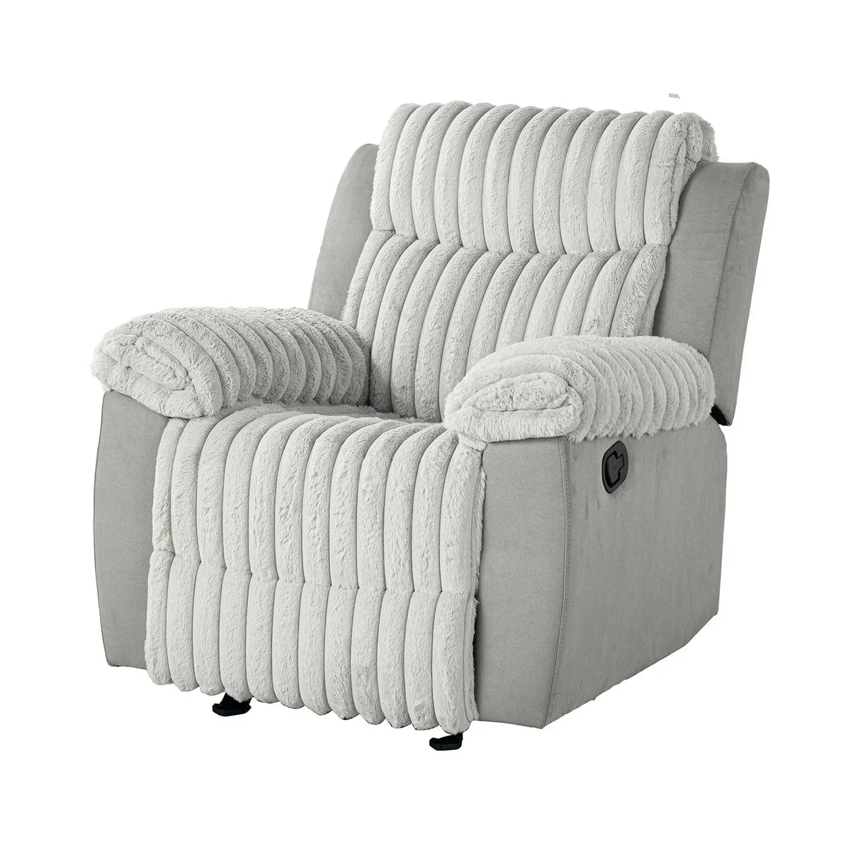 Transitional Gray Manual Glider Recliner With Two-Tone Design - Omega Lifestyles