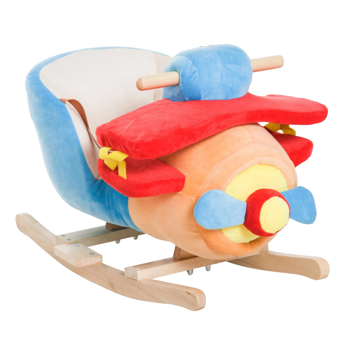 Plush Wooden Kids Ride-On Plane Rocking Chair Toy - Omega Lifestyles