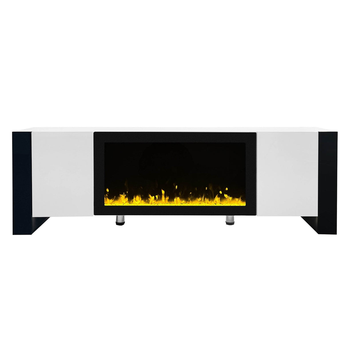 Modern White TV Stand With 34-Inch Electronic Fireplace - Sleep Galleria