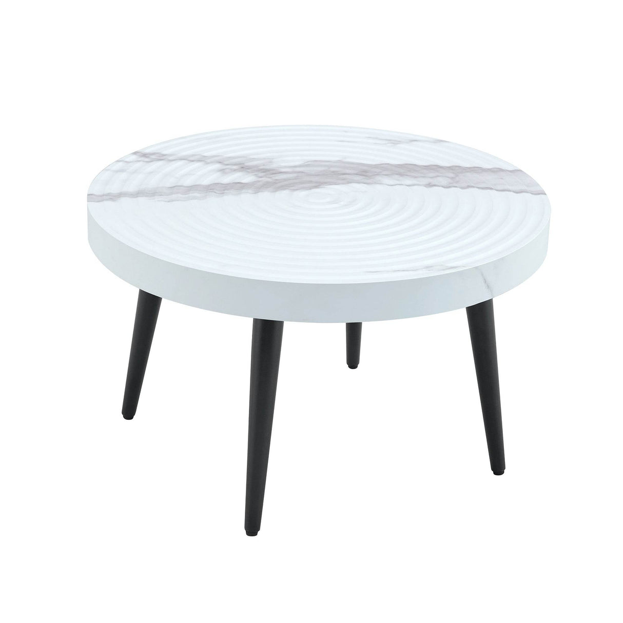 White Marble Pattern Round MDF Metal Coffee Table - Sleep Galleria