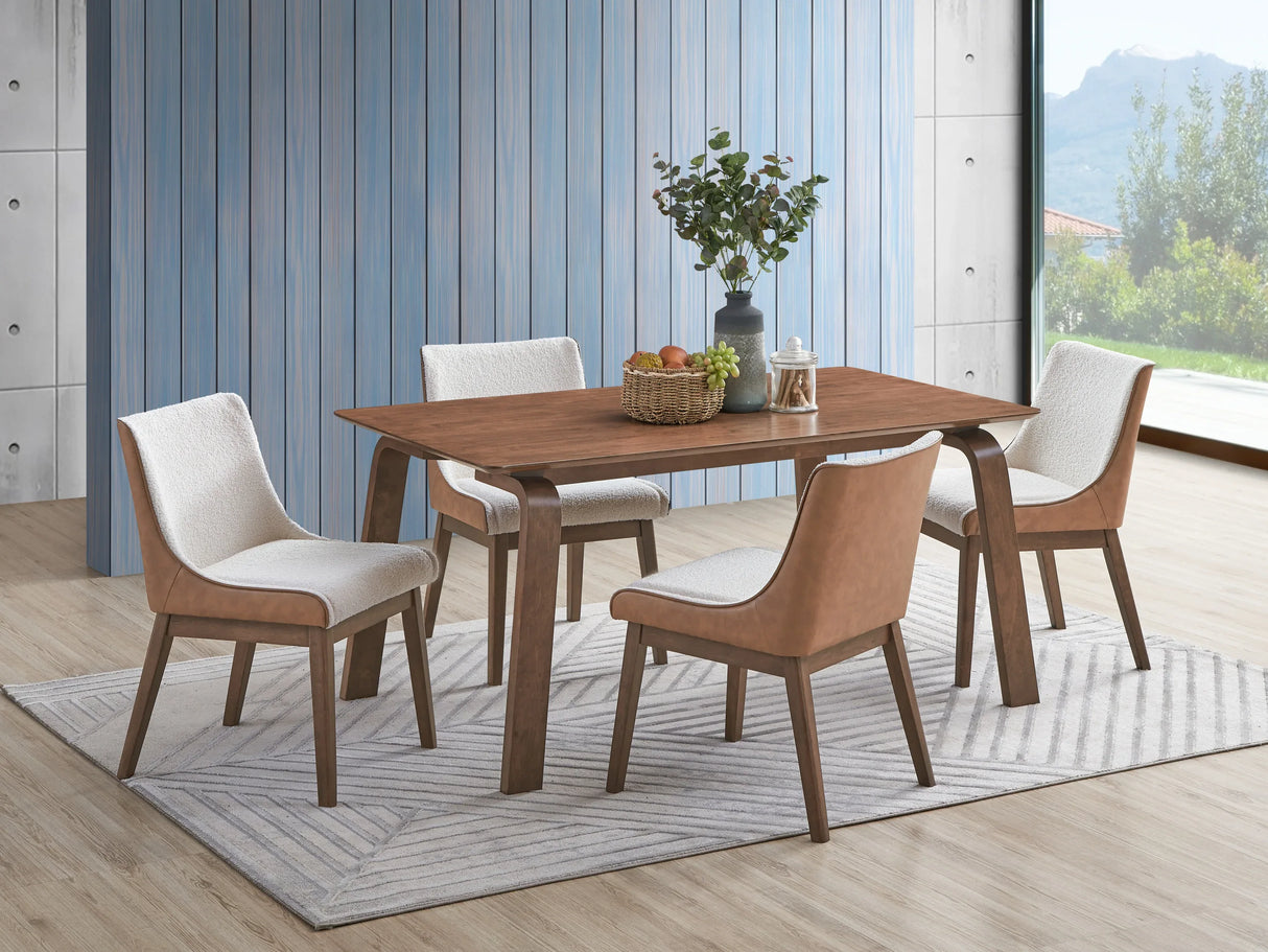 Walnut Synthetic Wood Dining Table With Bent Legs - Omega Lifestyles