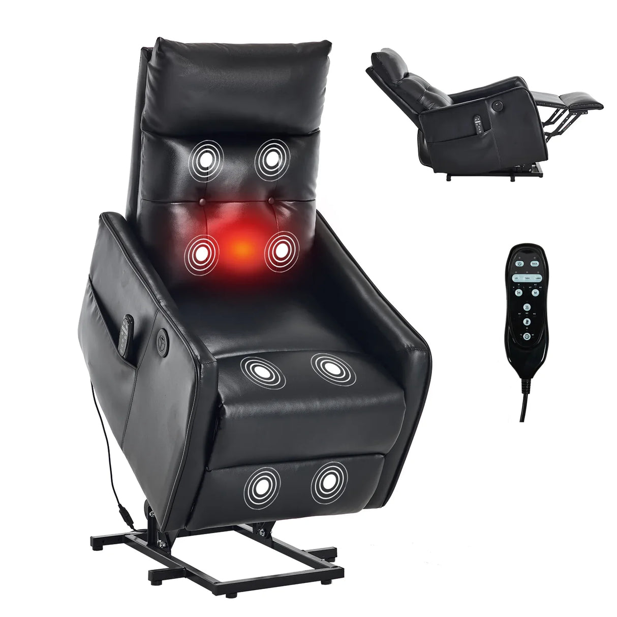 Medium-Firm Faux Leather Power Lift Recliner Chair With Massage - Omega Lifestyles