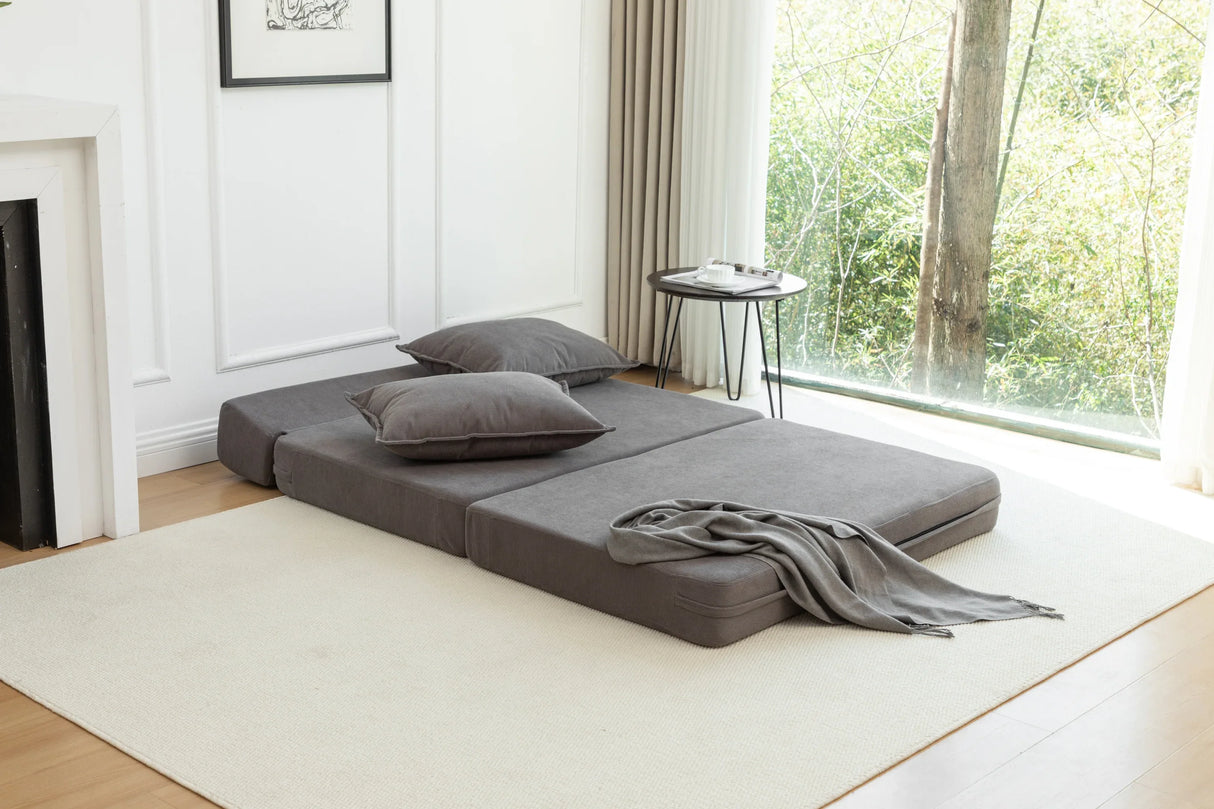 Foldable Corduroy 2-Seat Sofa Bed With Lumbar Pillow - Omega Lifestyles