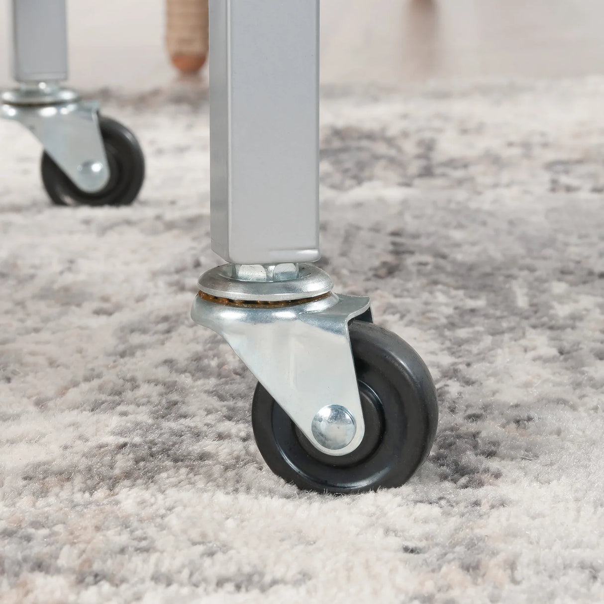 Contemporary Gray Metal Rolling Bar Cart With Shelves - Omega Lifestyles