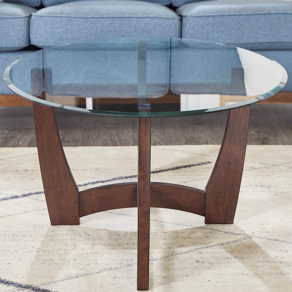 48-Inch Oval Cherry Wood Tempered Glass Coffee Table - Sleep Galleria