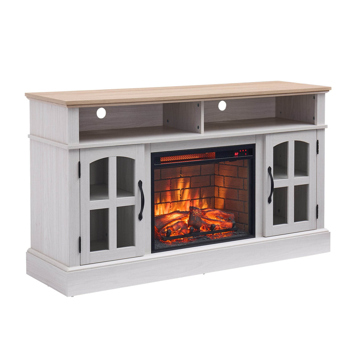 58-Inch Jasmine White Electric Fireplace TV Stand - Sleep Galleria