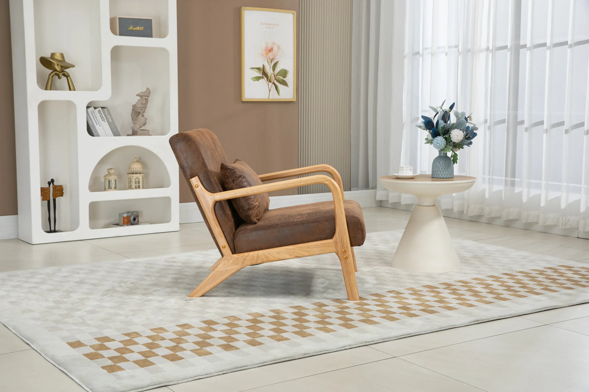 Mid Century Modern Fabric Accent Chair With Waist Cushion - Omega Lifestyles