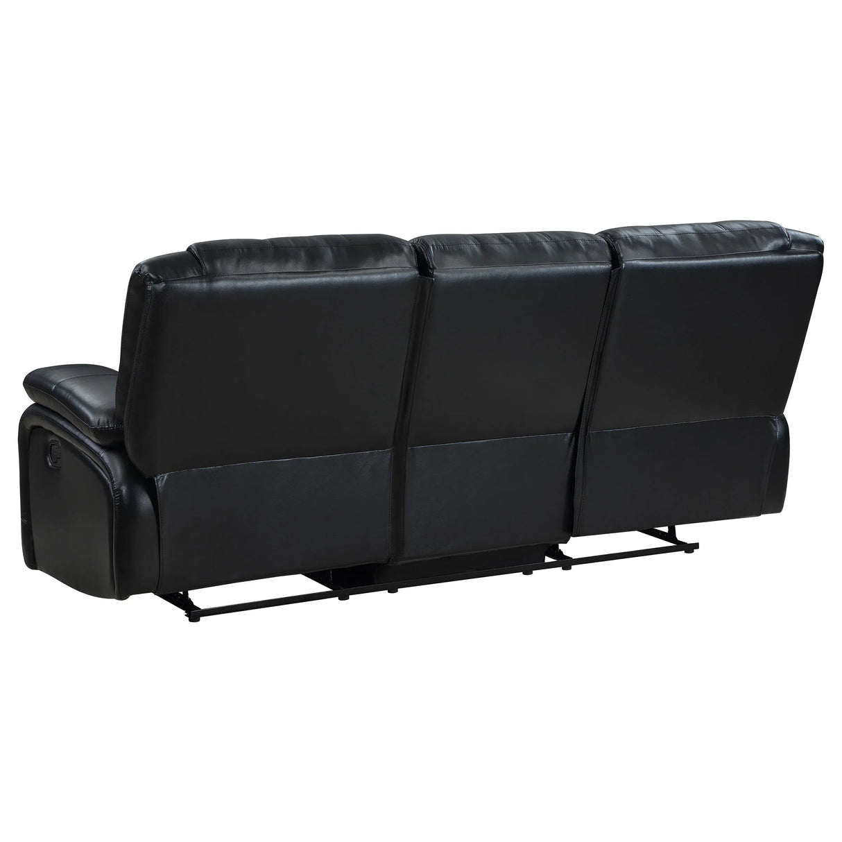 Black Upholstered Motion Reclining Sofa With Pillow Arms - Omega Lifestyles