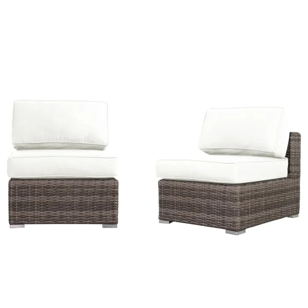 2-Piece Modern Grey Wicker Patio Seating Set With Cushions - Omega Lifestyles