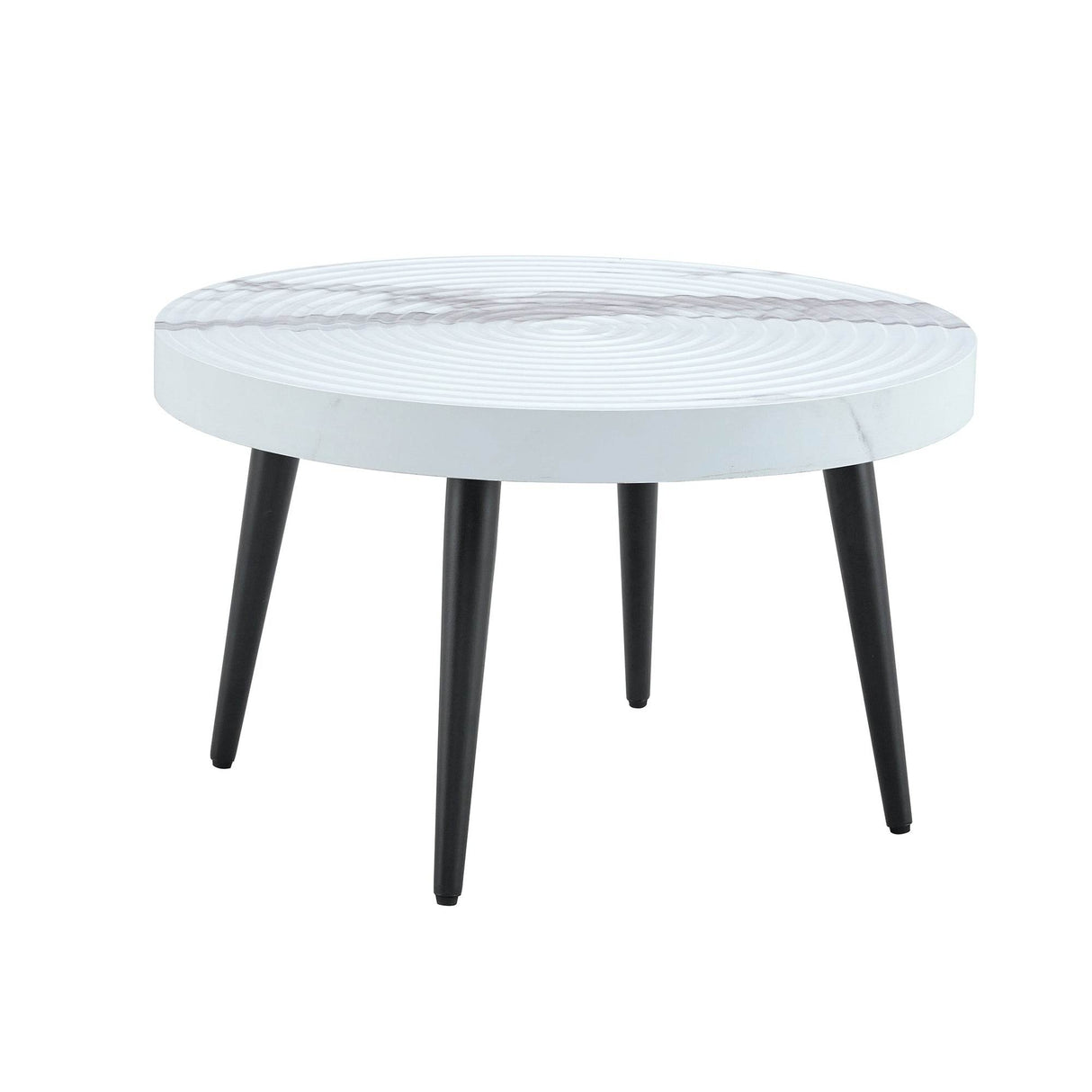 White Marble Pattern Round MDF Metal Coffee Table - Sleep Galleria