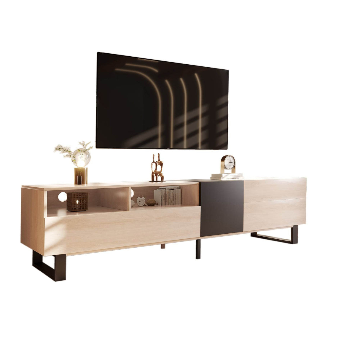Modern Minimalist TV Stand With Drop Down Doors - Sleep Galleria