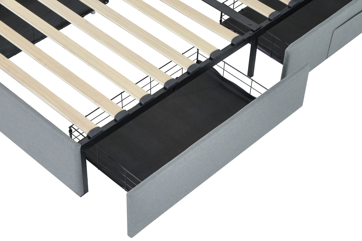 Twin Upholstered Bed Frame With USB Charging Station - Omega Lifestyles