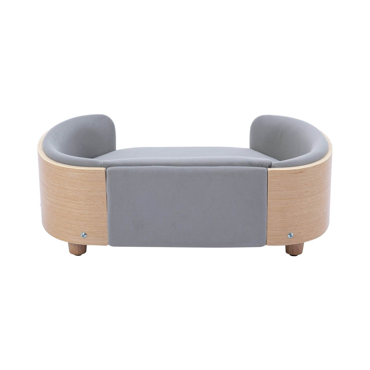 Scandinavian Style Solid Wood Elevated Pet Bed With Velvet Cushion - Sleep Galleria