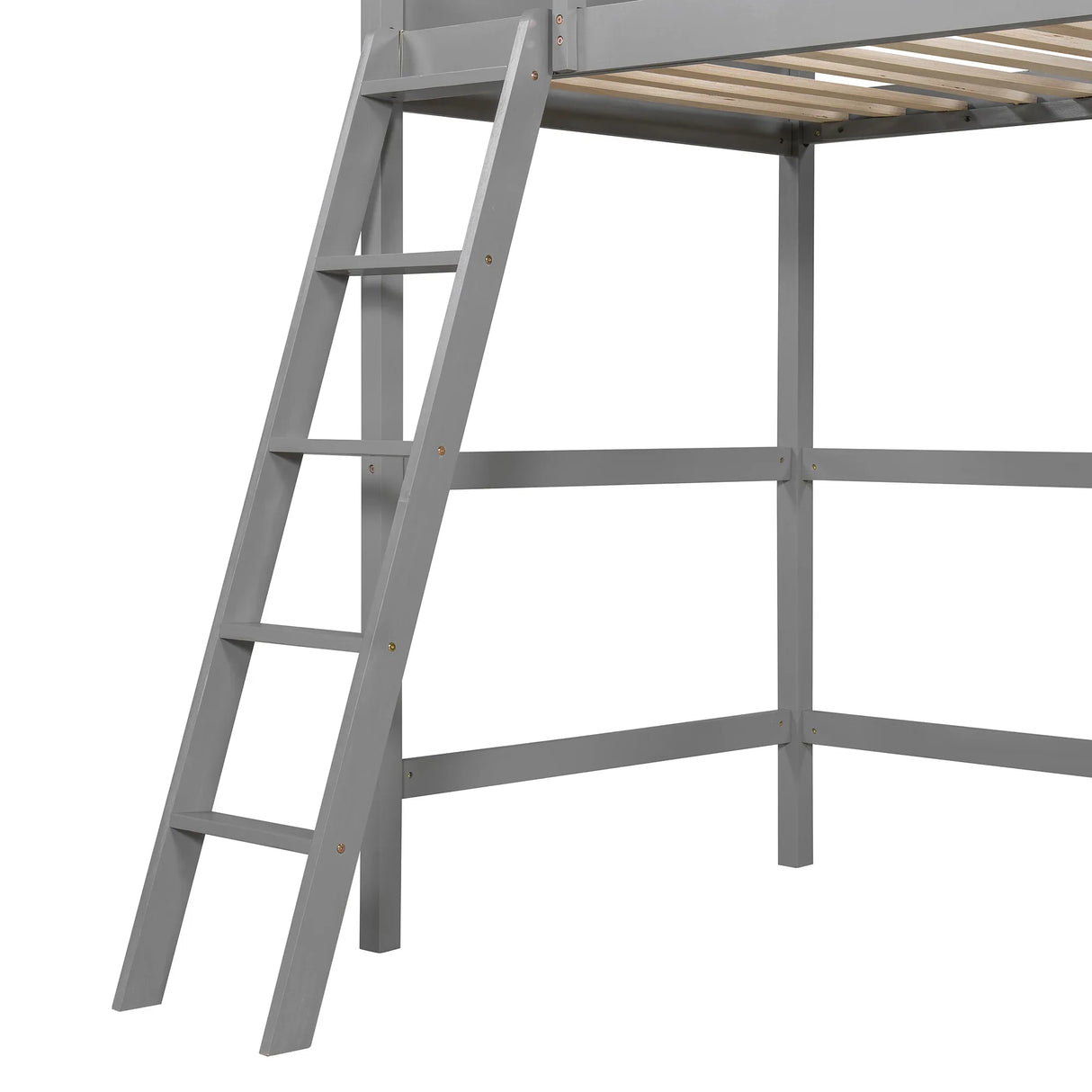Solid Wood Twin Loft Bed With Ladder Gray - Omega Lifestyles
