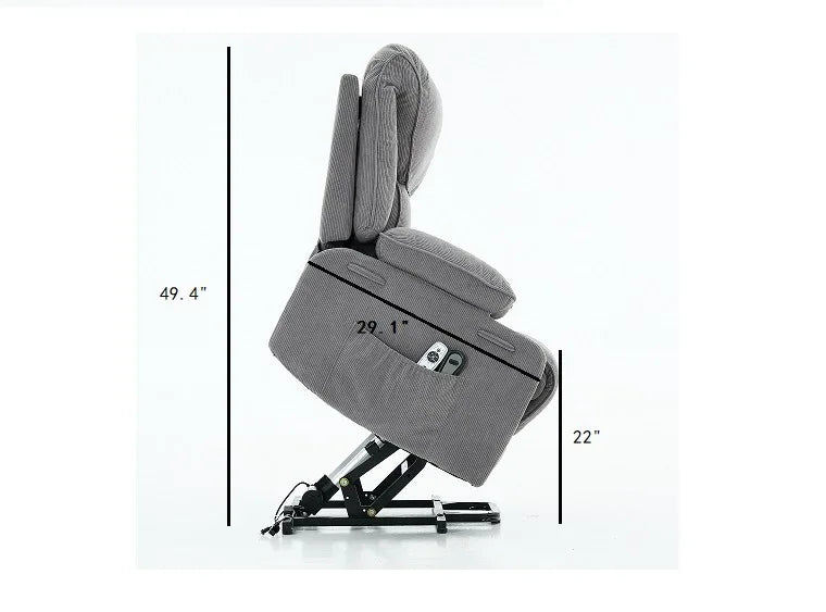 Medium-Firm Corduroy Remote-Controlled Heating Massage Recliner - Omega Lifestyles