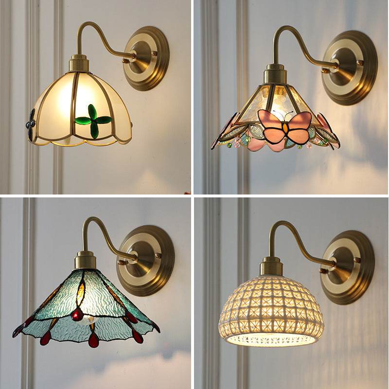 Retro Brass Glass LED Copper Wall Lamp - Sleep Galleria