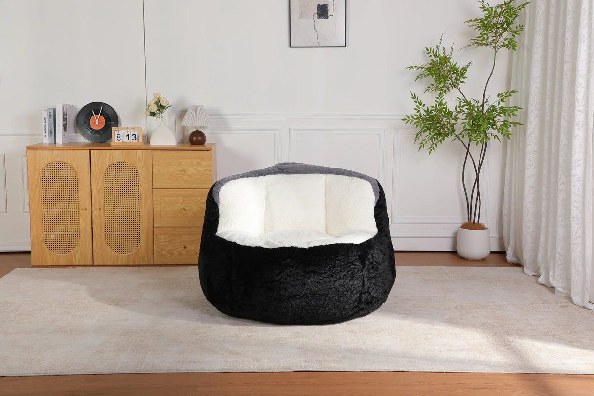 Multicolor Faux Fur Oversized Foam-Filled Bean Bag Chair - Omega Lifestyles