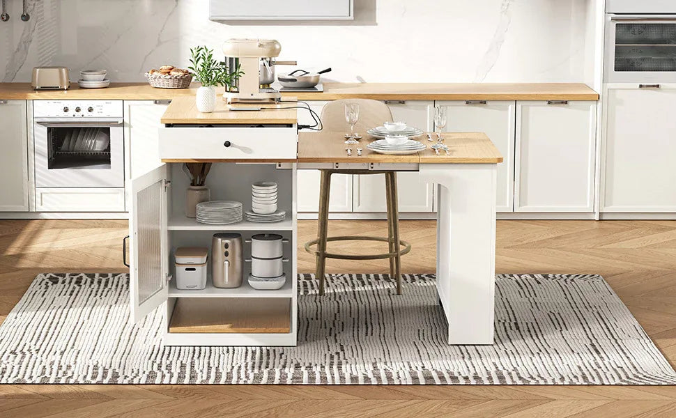 Extendable Dining Table Kitchen Island With Storage - Omega Lifestyles