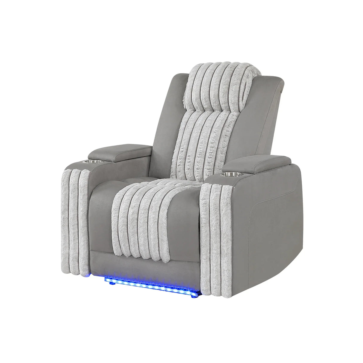 Modern Grey Power Recliner With Power Headrest LED Lighting - Omega Lifestyles