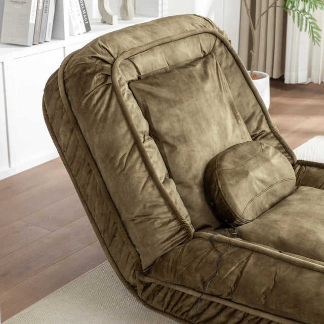 Adjustable Velvet Upholstered Floor Sofa With Massage Pillow - Omega Lifestyles