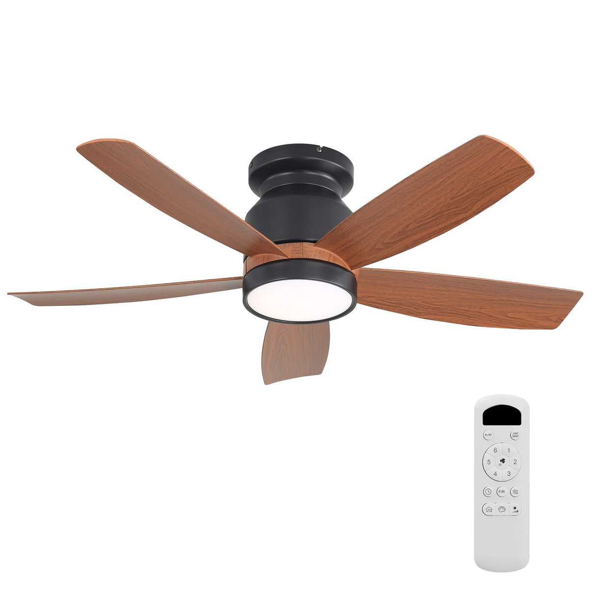 42-Inch Matte Black Reversible Ceiling Fan With LED Light