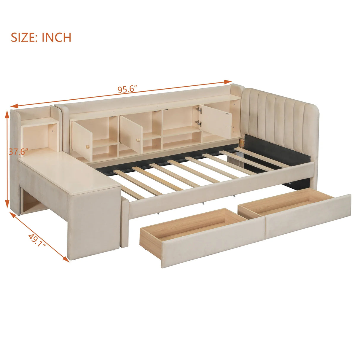 Twin Velvet Upholstered Daybed With Storage Drawers - Omega Lifestyles