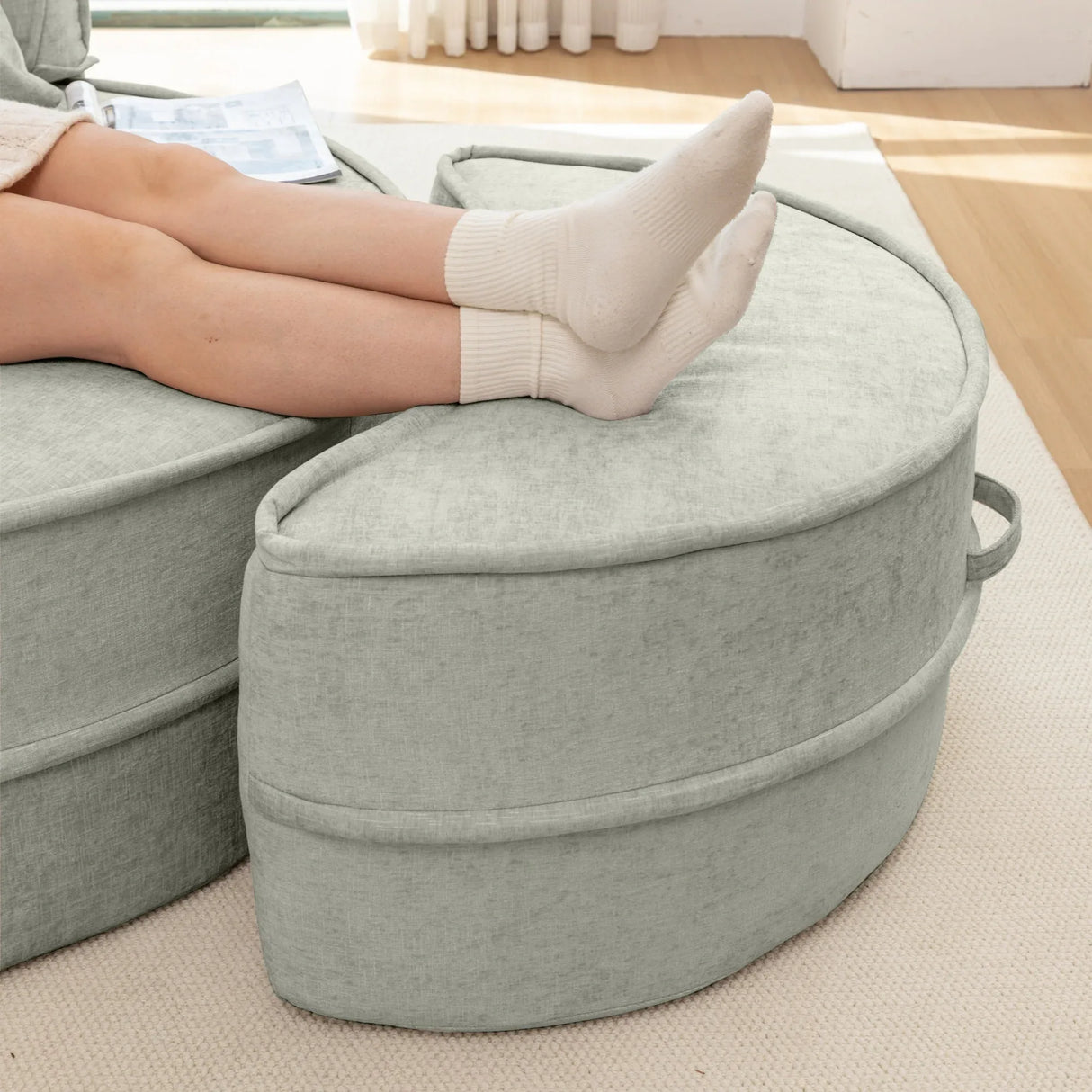 Modern Chenille Upholstered Barrel Accent Chair With Ottoman - Omega Lifestyles