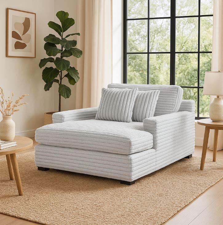 Corduroy Jumbo Chaise Lounge Chair With Cup Holders - Omega Lifestyles