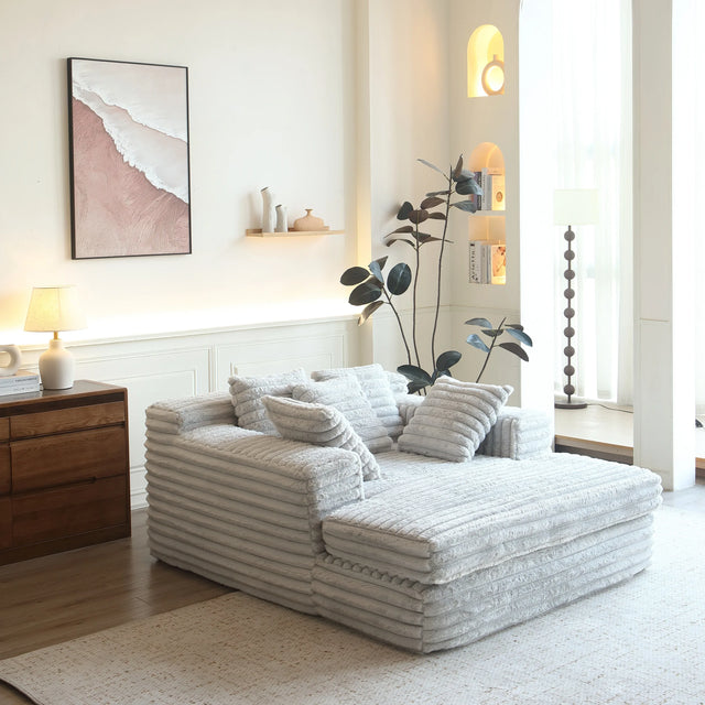 Oversized Corduroy Upholstered Sleeper Chaise Lounge Chair - Omega Lifestyles